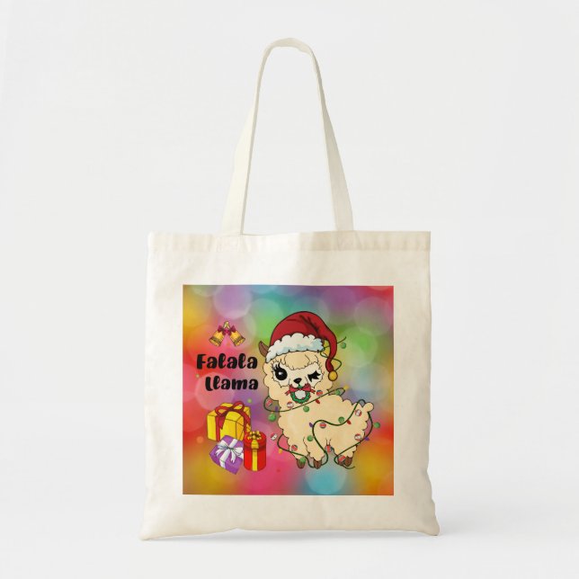 Tela Bolso de mano de Llama de Navidad (Frente)