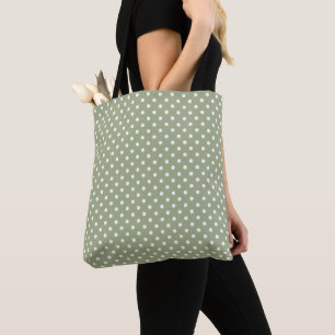 Tela Bolso de mano de lunares Dusty Sage Bolso retro