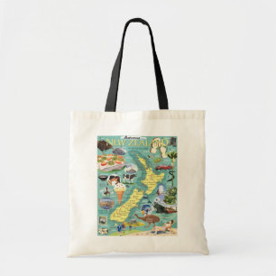 Tela Bolso de mano de mapa de Nueva Zelanda