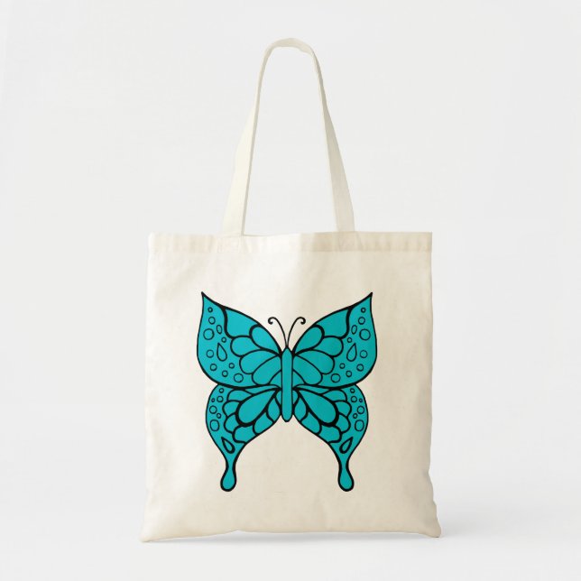 Tela Bolso de mano de mariposa turquesa (Frente)