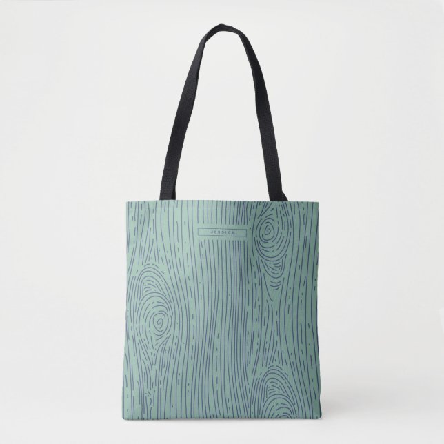 Tela Bolso de mano de patrón abstracto de madera verde  (Anverso)