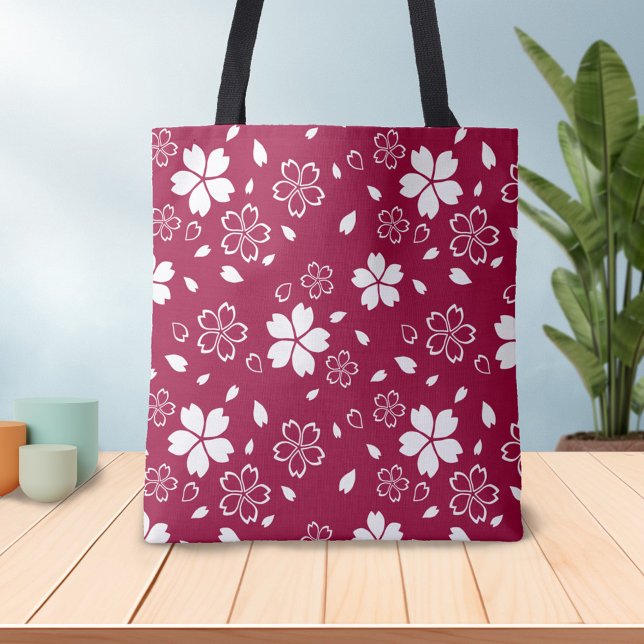 Tela Bolso de mano de patrón de Sakura rojo (Subido por el creador)