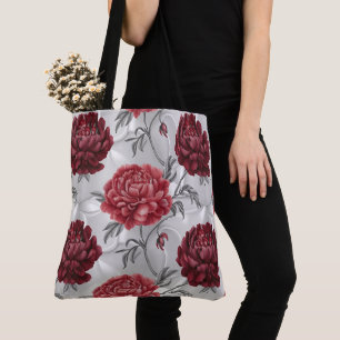 Tela Bolso de mano de peonía dibujada a mano – Elegante