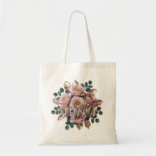 Tela Bolso de mano de presupuesto con monograma floral 