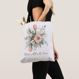Tela Bolso de mano de ramo de tulipanes en acuarela Mej