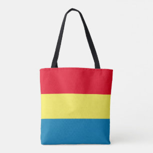 Tela Bolso de mano de rayas azules, amarillas y rojas