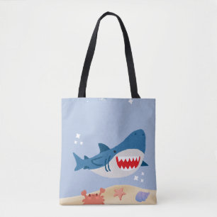 Tela Bolso de mano de tiburón azul
