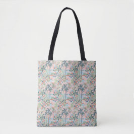 Tela Bolso de mano de toile tropical rosado, palmeras y