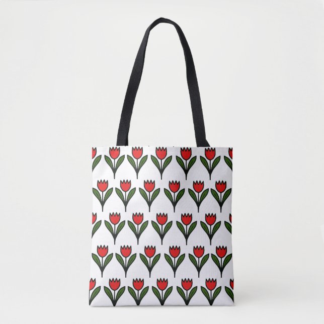 Tela bolso de mano de tulipán rojo (Anverso)