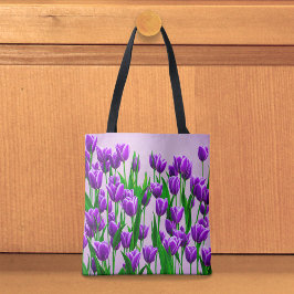 Tela Bolso de mano de tulipanes púrpura