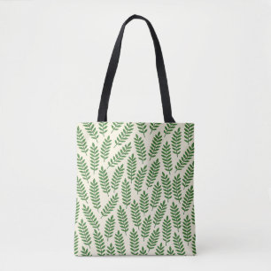 Tela Bolso de mano Elegant Cream y hojas verdes