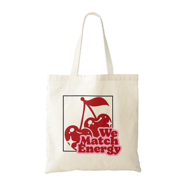 Tela Bolso de mano estampado con cerezas (We match energy cherry print tote bag)