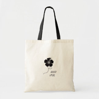 Tela Bolso de mano estético de flor de hibisco negro mi