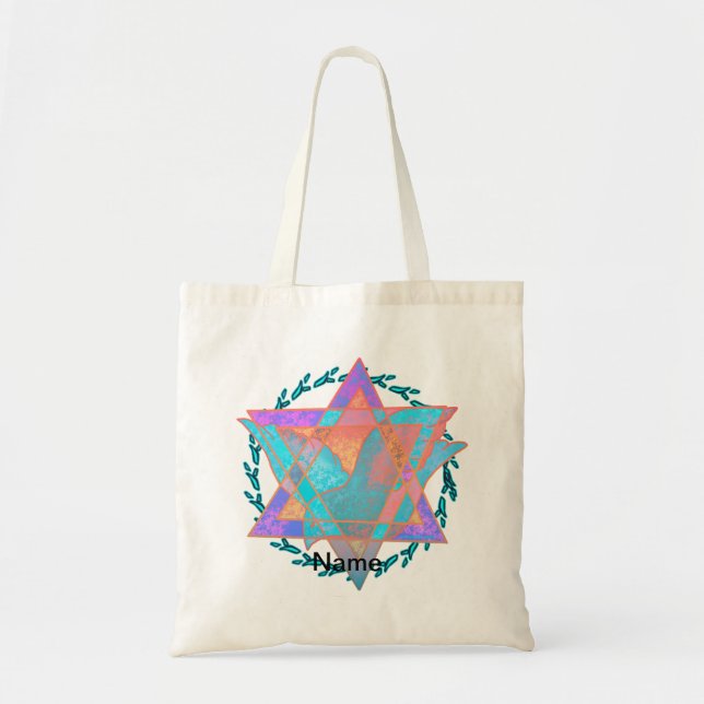 Tela Bolso de mano Estrella de David Azul Multicolor (Frente)