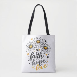 Tela Bolso de mano Fe, Esperanza, Amor y Margaritas