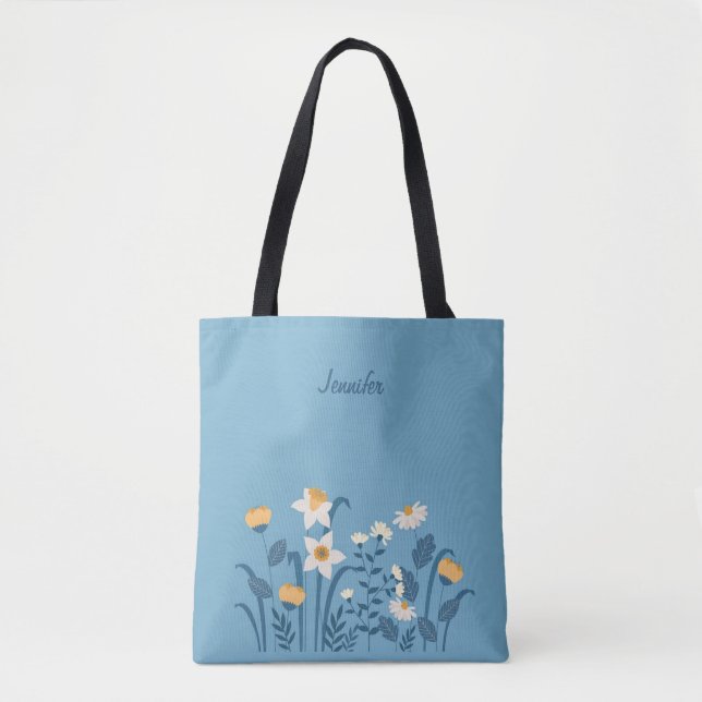 Tela Bolso de mano floral Blue Daisy (Anverso)