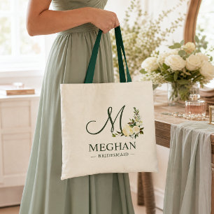 Tela Bolso de mano floral botánico de vegetación para d