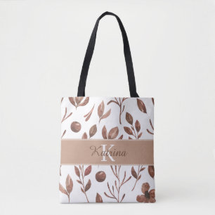 Tela Bolso de mano floral con monograma y acuarela