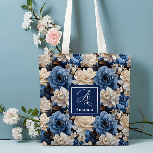 Tela Bolso de mano floral con nombre personalizado de f