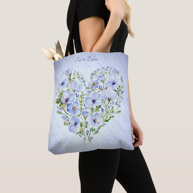 Tela Bolso de mano floral Corazón Azul (Detalle)