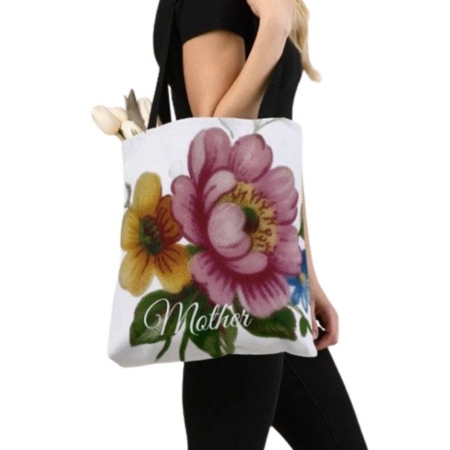 Tela Bolso de mano floral inspirado en porcelana (Chic tote bag for Mom—perfect for errands, shopping, and showing love this Mother’s Day)