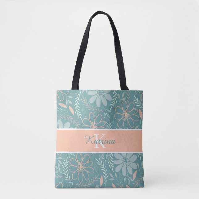 Tela Bolso de mano floral monogramado (Anverso)