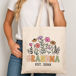 Tela Bolso de mano floral personalizado para abuela, re