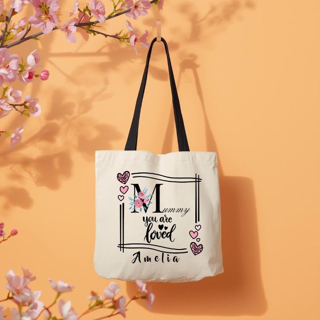 Tela Bolso de mano floral personalizado para mamá (Subido por el creador)