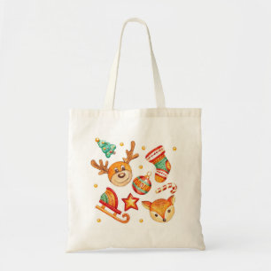 Tela Bolso de mano   Iconos de Navidad en acuarela