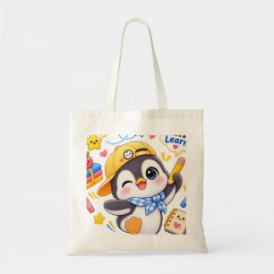 Tela Bolso de mano Kawaii Penguin Let's Learn Back to S