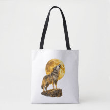 Bolso de mano Lobo Aullando a la Luna