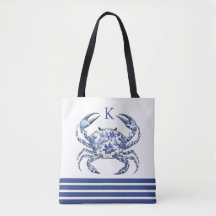 Bolso de mano monograma náutico costero de cangrej
