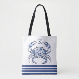 Tela Bolso de mano monograma náutico costero de cangrej