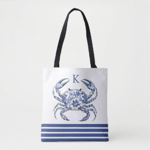 Tela Bolso de mano monograma náutico costero de cangrej