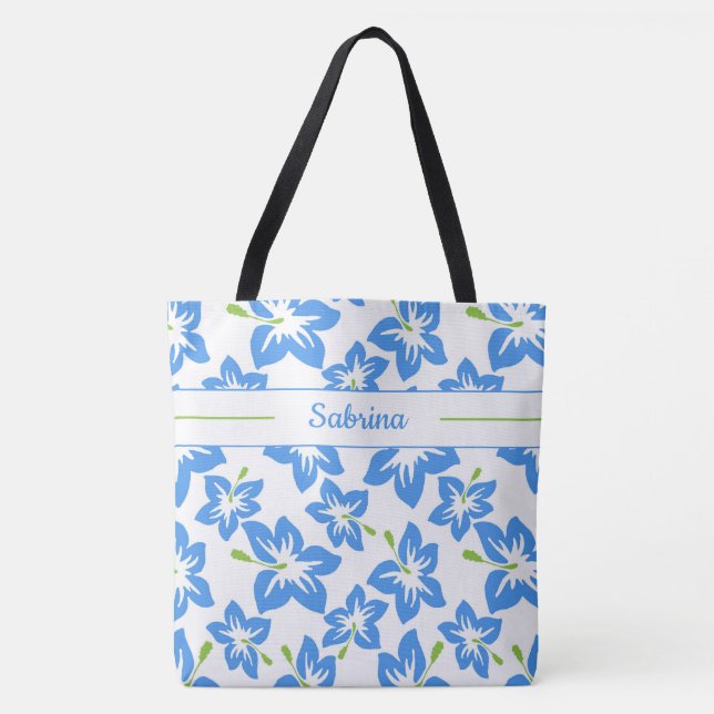 Tela Bolso de mano monogramado de Hibisco Azul (Anverso)
