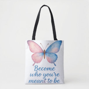 Tela Bolso de mano motivacional de mariposa acuarela