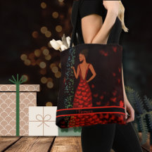 Bolso de mano Mujer Caprichosa con vestido rojo