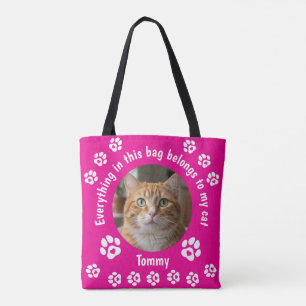 Tela Bolso de mano para amantes de gatos con foto perso