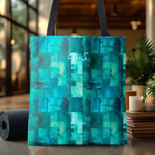 Tela Bolso de mano personalizado abstracto teal monocro