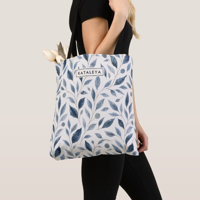 Tela Bolso de mano personalizado Blue Leaf (Detalle)