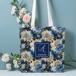 Tela Bolso de mano personalizado Chic flores azules bla
