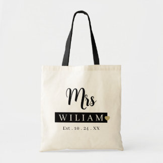 Tela Bolso de mano personalizado con apellido y año de