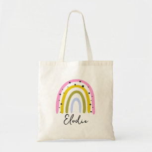 Tela Bolso de mano personalizado con nombre arcoíris Re