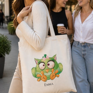 Tela Bolso de mano personalizado de búho colorido diver