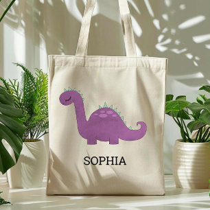 Tela Bolso de mano personalizado de dinosaurio morado l