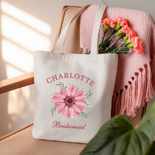 Tela Bolso de mano personalizado de flores rosadas para