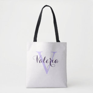 Tela Bolso de mano personalizado de lavanda con monogra