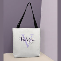 Bolso de mano personalizado de lavanda con monogra