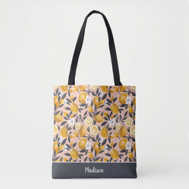 Tela Bolso de mano personalizado de limón (Anverso)