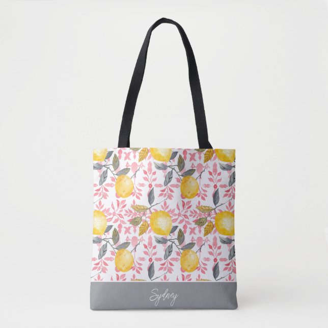 Tela Bolso de mano personalizado de limón (Anverso)